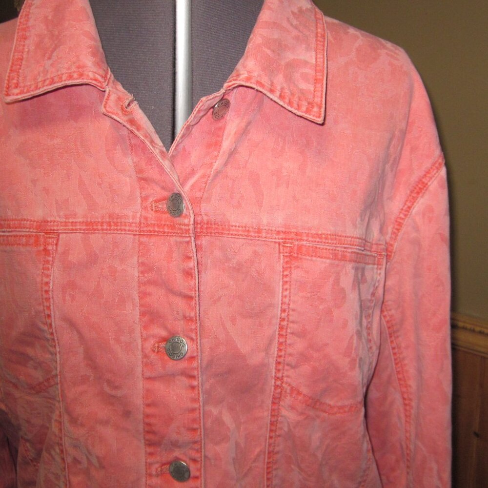 Chico's Red wash jean jacket sz 2